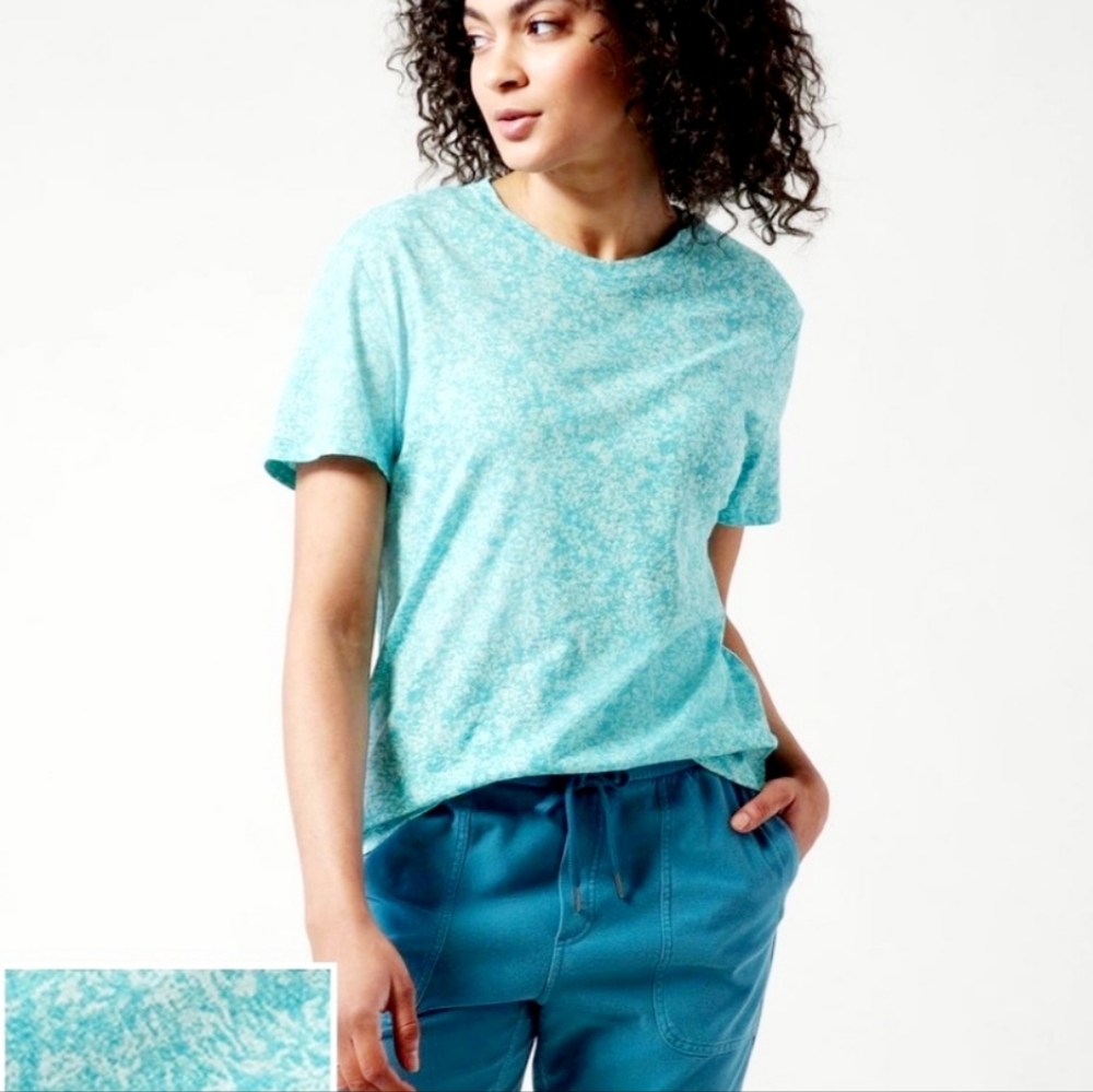 Athleta Organic Daily Relaxed Tee in Speckled Blue sz XL